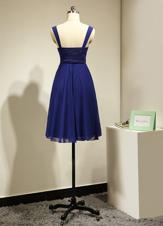 Simple Blue Spaghetti Straps Chiffon Homecoming Dress Party Dress Y8581