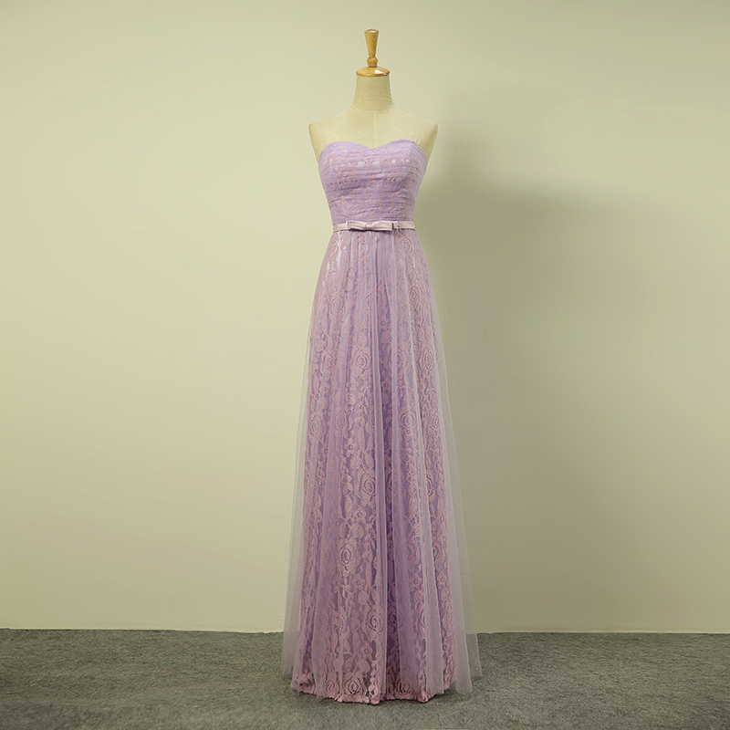 Long Elegant Light Purple Sweetheart Ruched Lace Prom Dresses- Evening Gowns, Formal Dresses