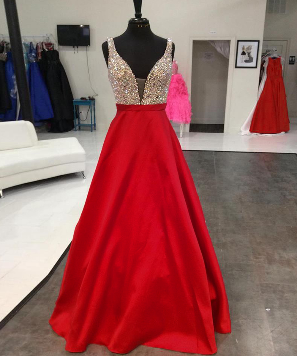 Red Prom Dresses,marvelous Satin Red Backless A Line Prom Gowns,a Line Prom Dresses 2017