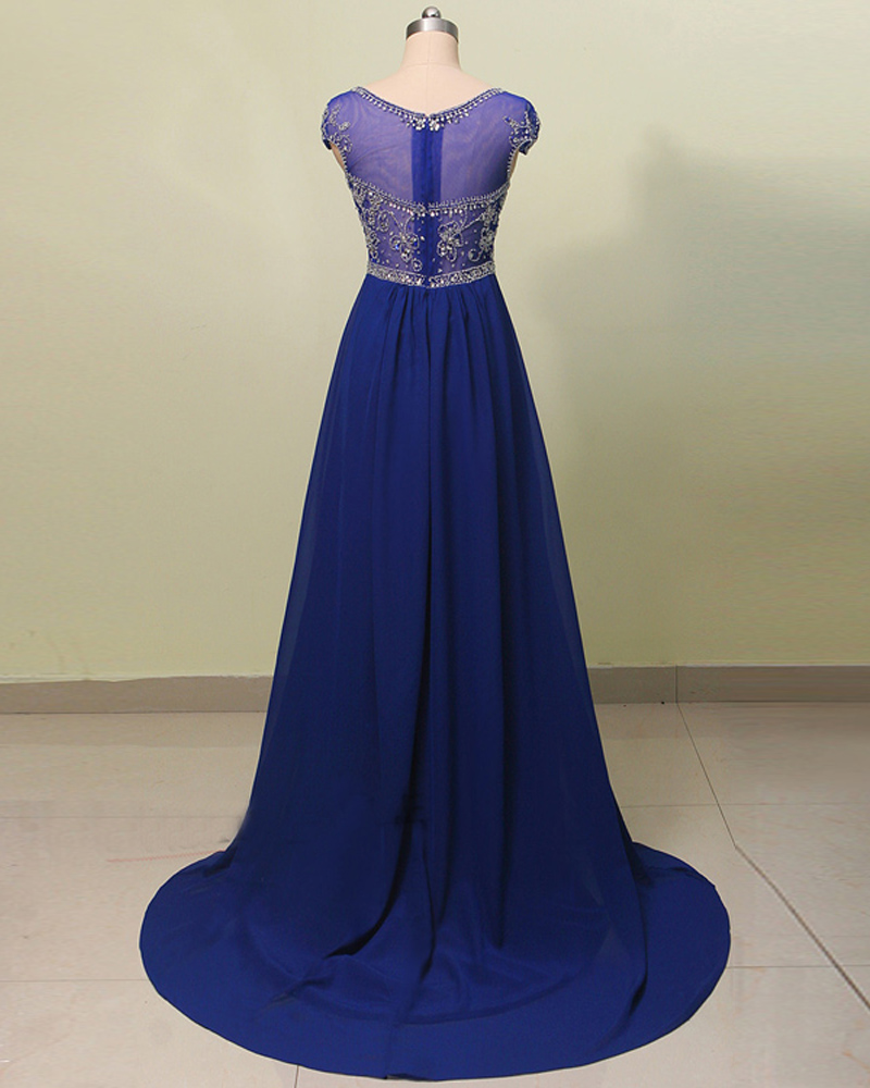 Royal Blue Floor Length Elegant Chiffon Bridesmaid Dress Featuring ...