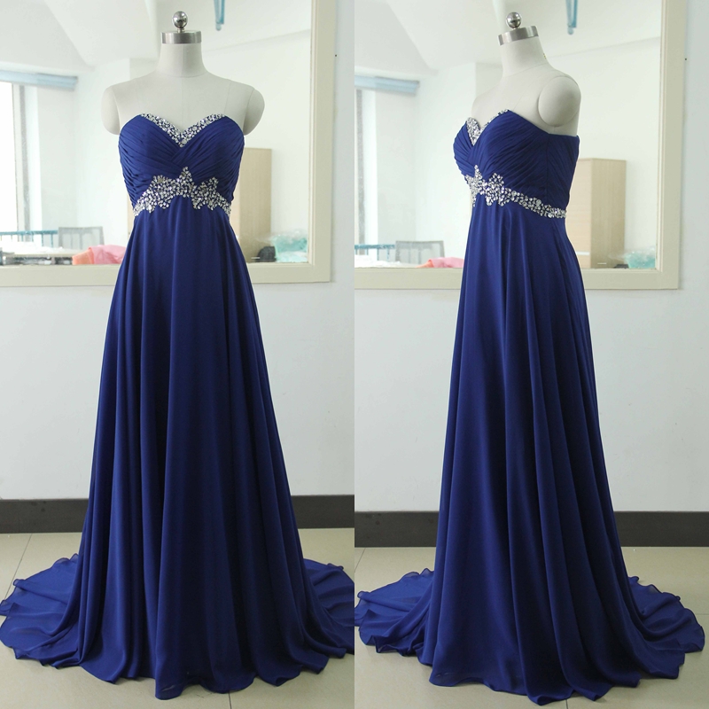 Charming Long Royal Blue Formal Dresses Featuring Ruched Bodice With Beaded Sweetheart Neckline - Long Elegant Prom Dress, 2017 Long Evening