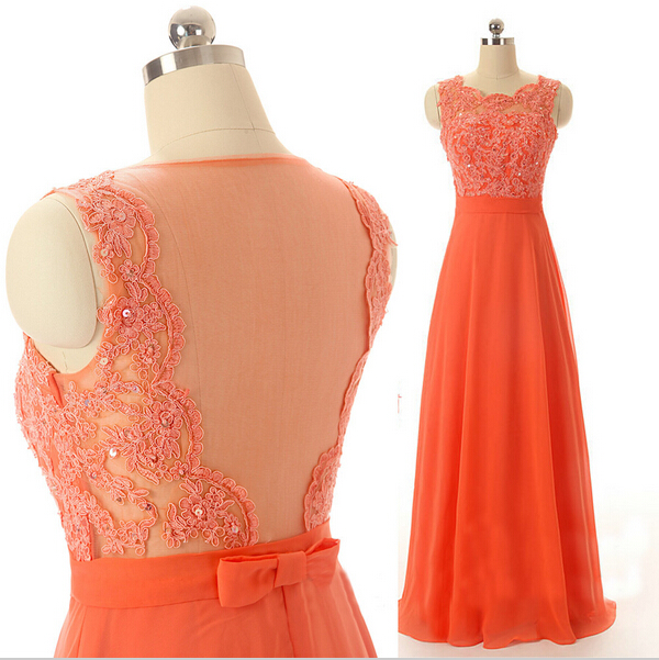 orange chiffon dress