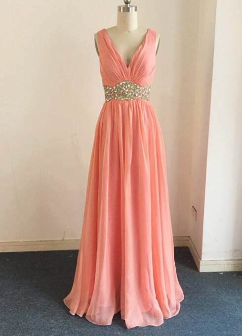 Sexy Coral Bridesmaid Dress,floor Length A Line Coral Bridesmaid Dresses,elegant Long Prom Dresses Party Evening Gown