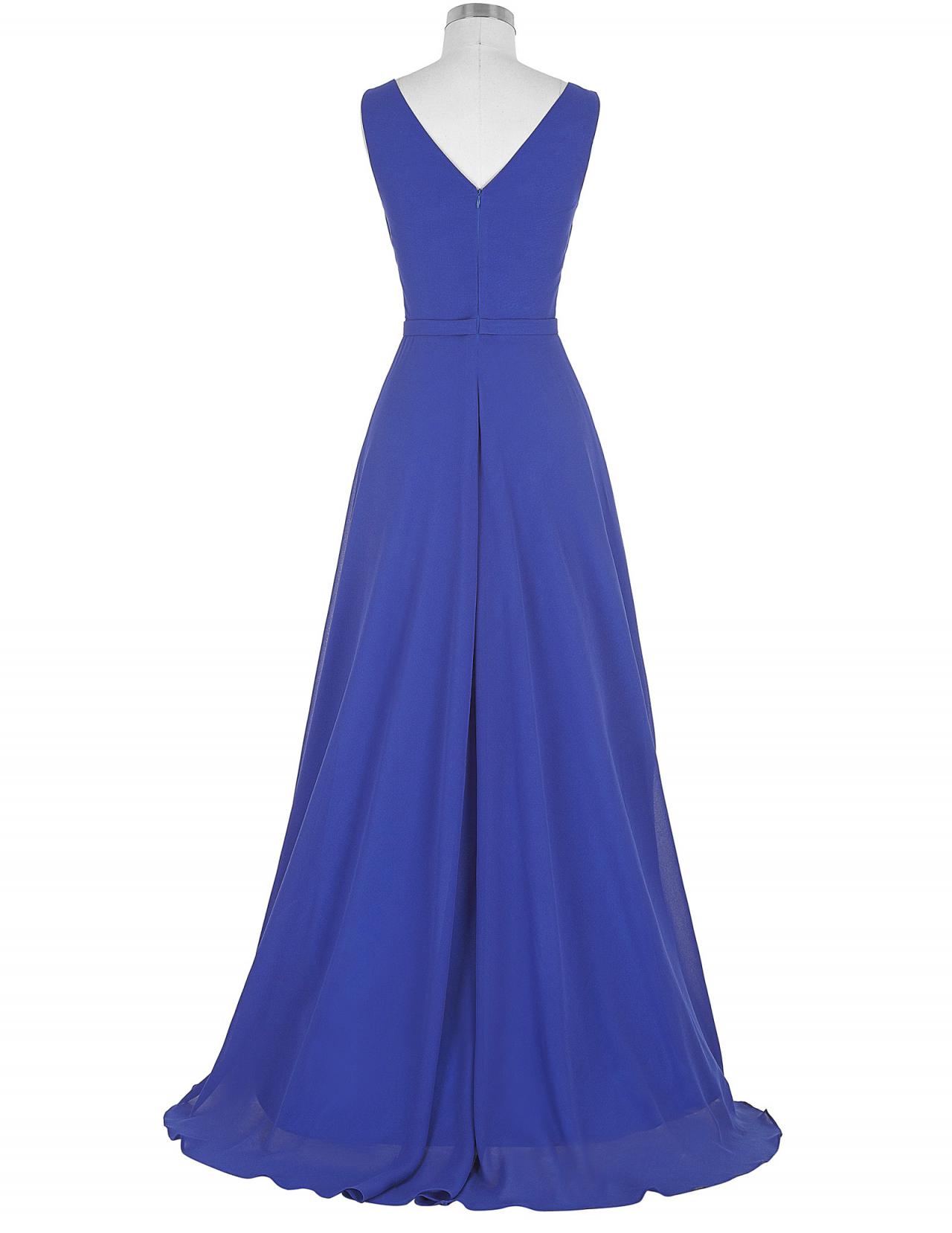 Weitese Dress Plunged Chiffon Sheath Backless Dress With Pleats Prom Dress Formal Wear Dresses