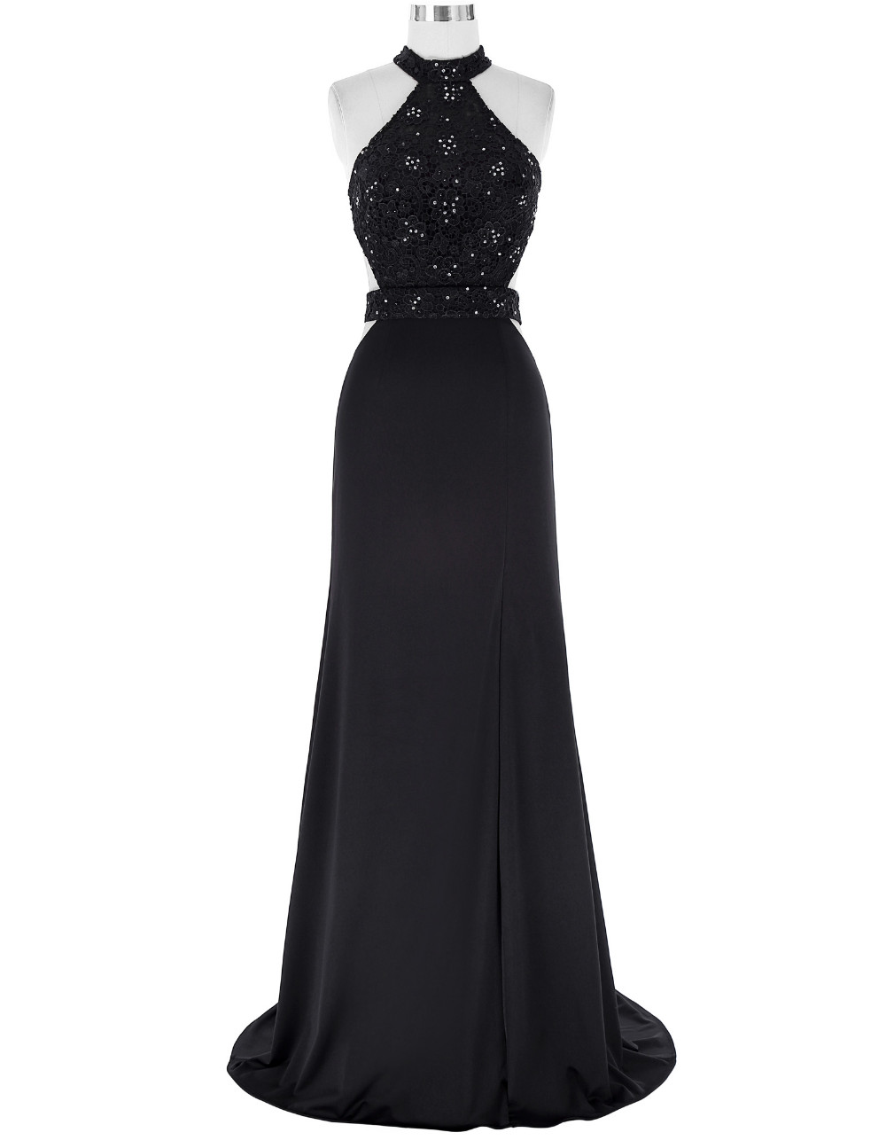 black halter neck formal dress