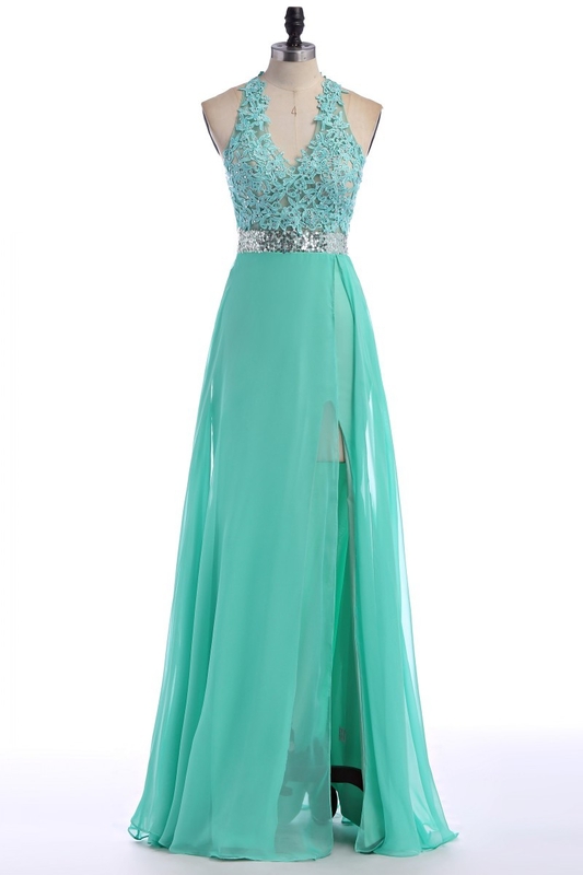 sexy light green dress Sexy Green Mermaid Side Slit Maxi Long Party Prom Dresses,Evening Dresses  fg6759