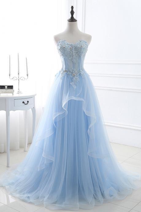 2017 Light Blue Prom Dress Sexy Sweetheart Evening Dresses Party Dresses Robe De Soiree Formal Gowns