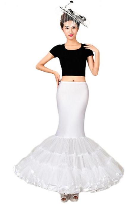 White Cheap Crinoline Underskirt Tutu Skirt Fishtail Mermaid Petticoat For Wedding Dress Wedding Accessories