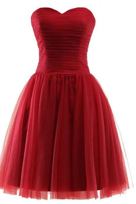 Short Red Tulle Homecoming Dress With Sweetheart Neckline,,sexy Short A Line Prom Dresses Formal Party Evening Gown