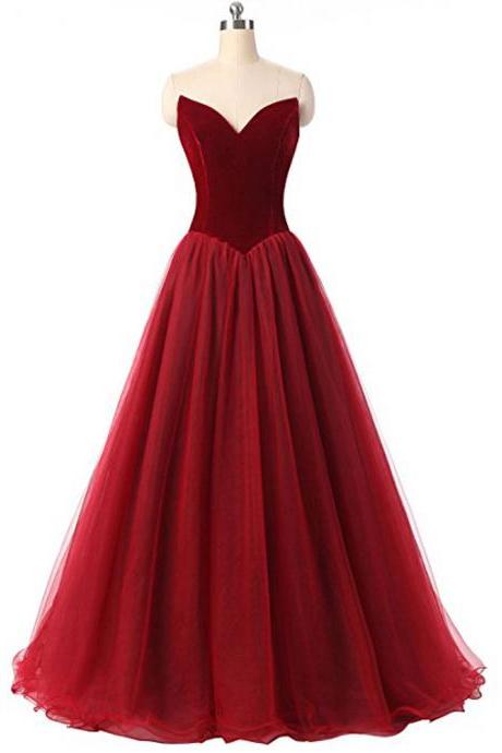 Sexy Red Bridesmaid Dress,Floor Length A Line Burgundy Bridesmaid Dresses,Elegant Long Cheap Prom Dresses Party Evening Gown