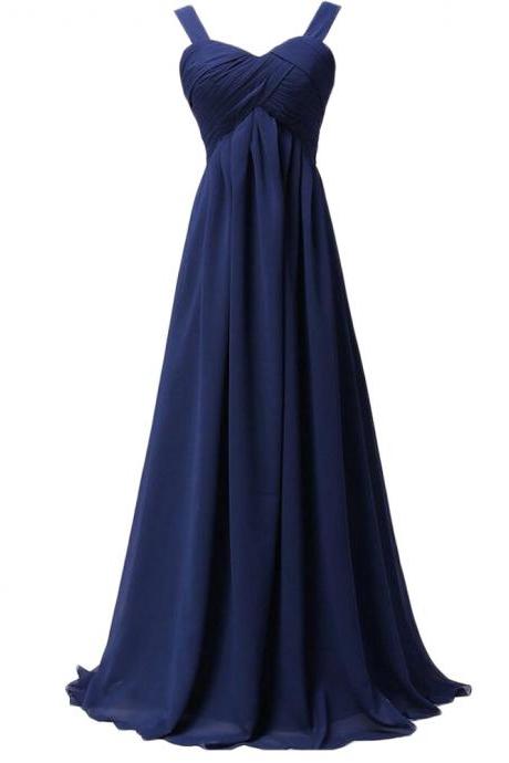 Sexy Navy Blue Prom Dresses Spaghetti Straps Chiffon Prom Gowns 2017 Party Evening Dress For Women