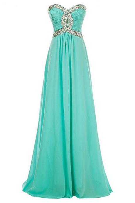 Turquoise Prom Dresses Keyhole Beading Chiffon Prom Gowns 2017 Party Evening Dress For Women
