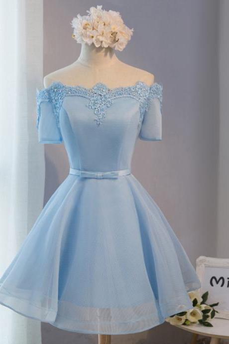 Light Blue Bridesmaid Dress,short Bridesmaid Dresses,short Sleeve Bridesmaid Dresses, Bridesmaid Dresses,tulle Bridesmaid Dresses,sexy Bridesmaid