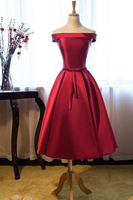 2017 Short Burgundy A Line Satin Prom Dress With Belt And Lace-up Back