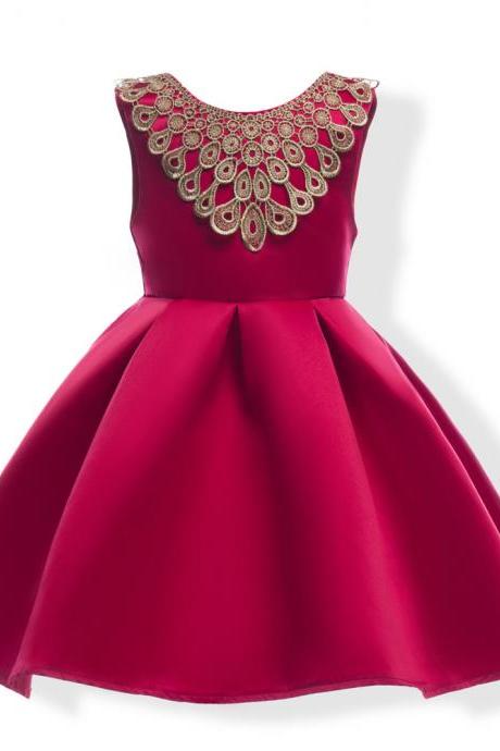 2018 red girls dresses for party and wedding,first communion dresses for girls