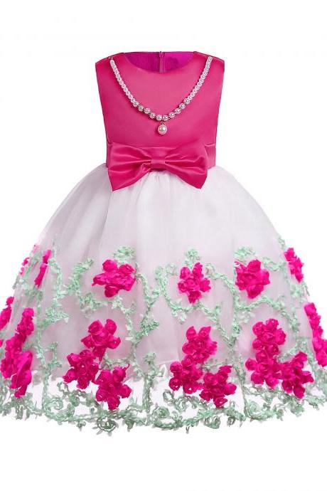 tea length floral flower girl dresses with bow for weddings and party,first communion dresses for girls