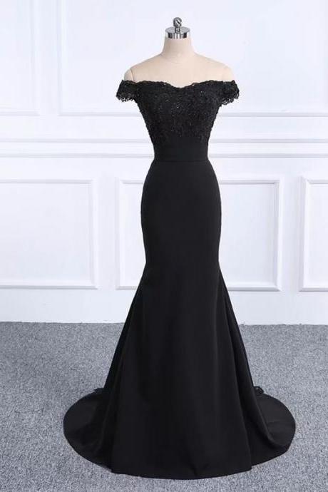 2019 Off Shoulder Prom Dresses Black Prom Dress Real Photo Mermaid Formal Dresses Long Vestido De Festa