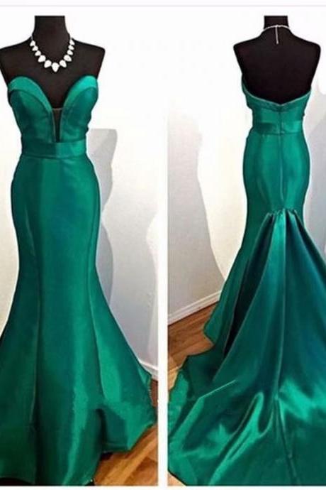 Sexy Dark Green Prom Dresses 2019 Satin Mermaid Sweetheart Evening Dress