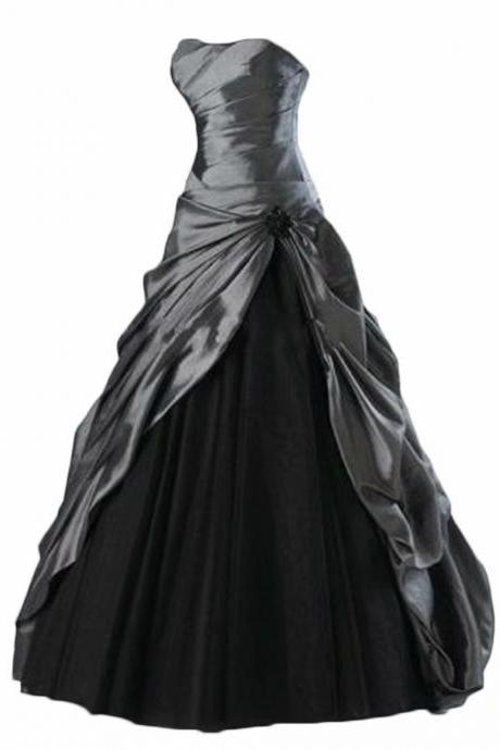 Sexy Evening Gowns Strapless Taffeta Evening Dresses Long Elegant Formal Dress