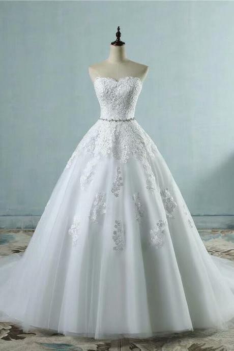 Cheap Wedding Dress, Lace Applique Wedding Dress, Cheap Wedding Dress, Chapel Train Wedding Dress, Lace Wedding Dress