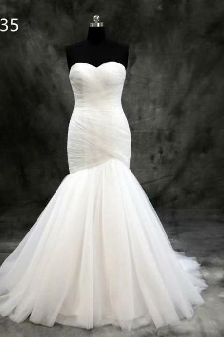 Mermaid Wedding Dress, Strapless Wedding Dress, 2019 Wedding Dresses, Wedding Dress, Court Train Wedding Dress,tulle Wedding Dress, Real Photo