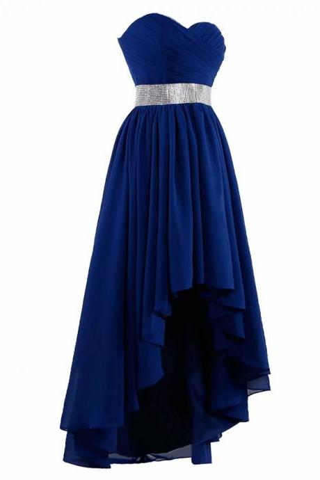 Sweet Blue Prom Dresses 2019 High Low Sweetheart Custom Made Long Dress Party Gowns Evening Dress vestidos de gala