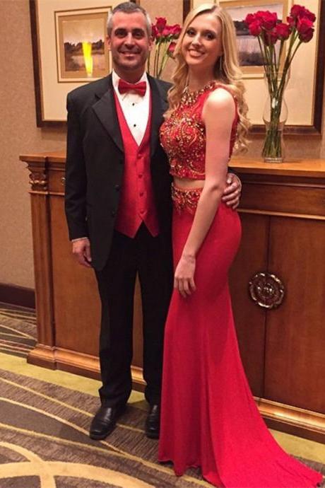red prom dress and tux