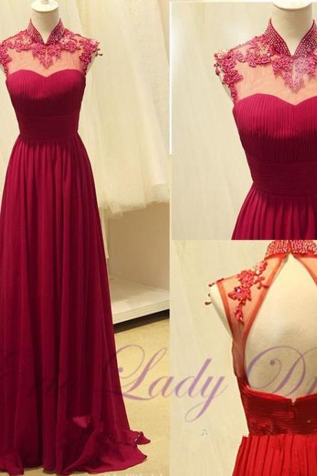 Long Burgundy Evening Dresses High Neck Beaded Backless Beaded Prom Dresses 2016 Real Photo Homecoming Cocktail Graduation Party Dresses Robe De