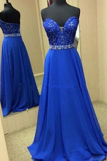 Prom Dress,royal Blue Prom Dress,long Beaded Chiffon Prom Dresses,custom Made Prom Dresses,luxury Prom Dress, Elegant Prom Dress, Long Prom