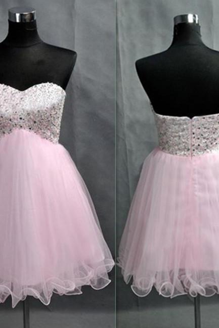Short Prom Dress, Short Prom Gowns,organza Prom Dress, Homecoming Dresses, Graduation Dresses,short Pink Prom Dresses