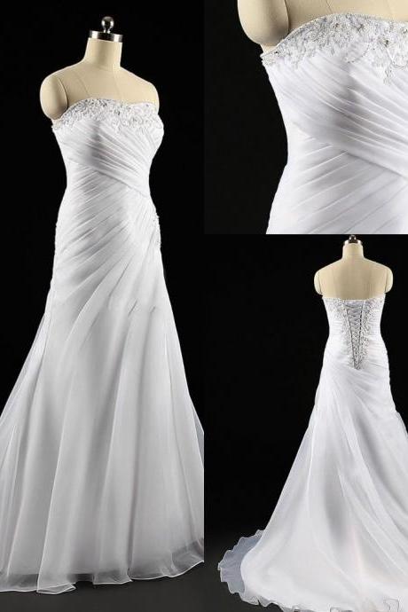 Wedding Dress, Wedding Dresses,Mermaid Wedding Dresses, White Organza Wedding Dresses,Custom Made Wedding Dresses