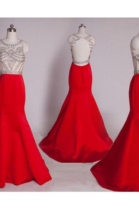 Prom Dress,sexy Red Prom Dress,mermaid Prom Dresses,custom Made Prom Dress, Satin Prom Dresses,long Elegant Prom Dresses,2016 Prom Dresses,prom