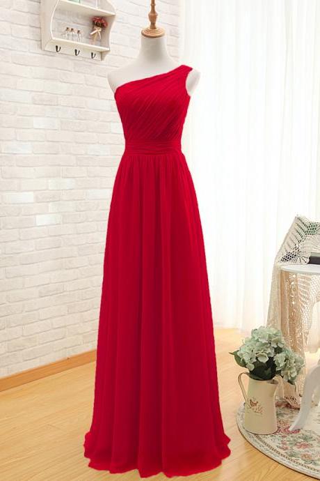 Prom Dress,One Shoulder Prom Dress,Red Prom dresses,Custom Made Prom Dress, Vintage Prom Dress,Long Prom Dresses,2016 Prom Dresses