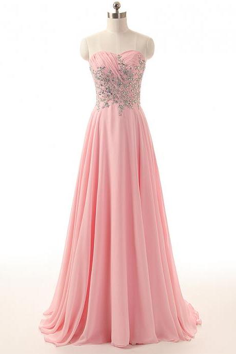 Prom Dress,Strapless Prom Dress,Pink Prom dresses,Custom Made Prom Dress, Vintage Prom Dress,Long Prom Dresses,2016 Prom Dresses