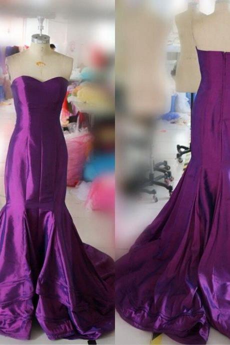 Elegant Long Purple Prom Dresses Sexy Sweetheart Mermaid Evening Dresses 2016 Real Photo Women Party Dresses Formal Gowns
