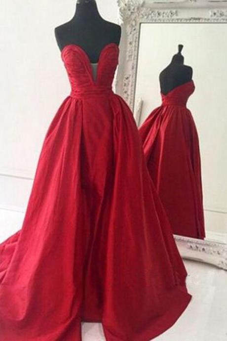2016 Deep V Neck Prom Dresses Long Elegant Prom Gowns Sexy Sweetheart Red Evening Dresses Party Dress Robe De Soiree