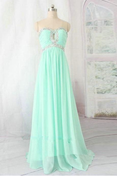 2016 Sage Green Chiffon Prom Dresses Sexy Long Sweetheart Evening Dresses Sleeveless Prom Gowns Party Dress Robe De Soiree