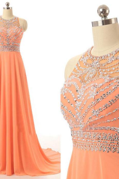 New Arrival Orange Prom Dresses Long Elegant Chiffon Party Evening Dress Robe De Soiree Formal Gowns