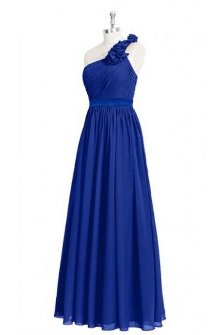Elegant One Shoulder Royal Blue Bridesmaid Dresses, Beautiful Floor Length Bridesmaid Dresses, Wedding Party dresses,Formal Gowns,Prom Dresses,Evening Gowns