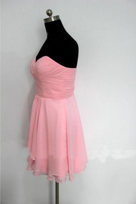 Handmade High Quality Ball Gown Knee Length Pink Prom Dresses, Ball Gown Prom Dresses, Short Prom Dress, Knee Length Prom Dress, Homecoming Dress