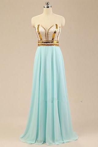 Elegant Chiffon Floor Length Sweetheart Tiffany Backless Prom Dress , Party Dresses, Evening Dresses, Long Prom Dress 2016,graduation Dresses