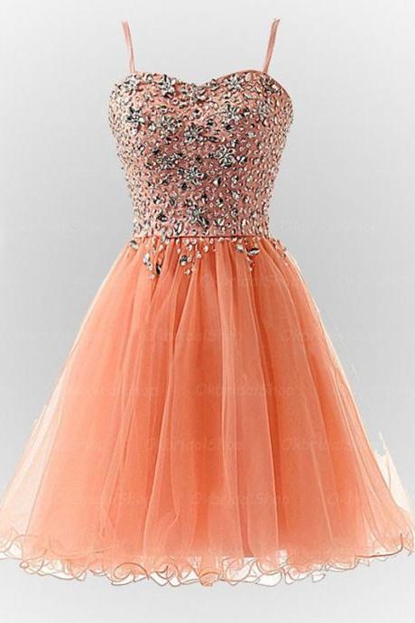 Mini Orange Evening Dress , Graduation Dresses 2016,party Dresses,evening Dresses, Short Prom Dress 2016