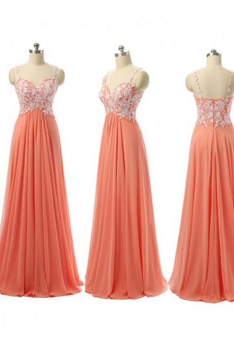 Elegant V Neck Orange Bridesmaid Dresses, Beautiful Floor Length Bridesmaid Dresses, Wedding Party Dresses,formal Gowns,prom Dresses,evening