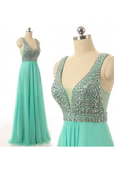 Prom Dress,Green Prom Dress,V Neck Prom Dress,Sexy Evening Gowns,Party Dress,Custom Made Prom Dress,Long Prom Dresses,2016 Prom Dresses,Prom Dresses