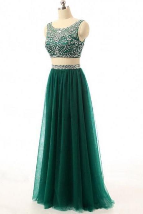 Prom Dress,Hunter Green Prom Dress,2 Piece Prom Dress,Sexy Evening Gowns,Party Dress,A Line Prom Dress,Long Prom Dresses,2016 Prom Dresses,Prom Dresses