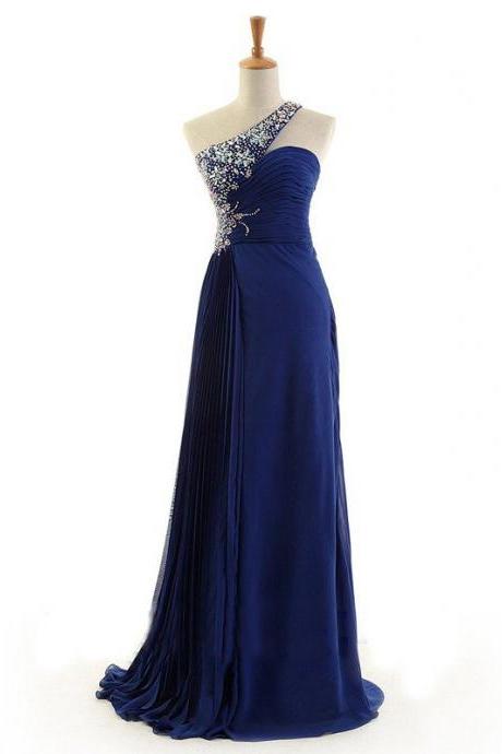 Prom Dress,royal Blue Prom Dress,one Shoulder Prom Dress,sexy Evening Gowns,party Dress,chiffon Prom Dress,long Prom Dresses,2016 Prom