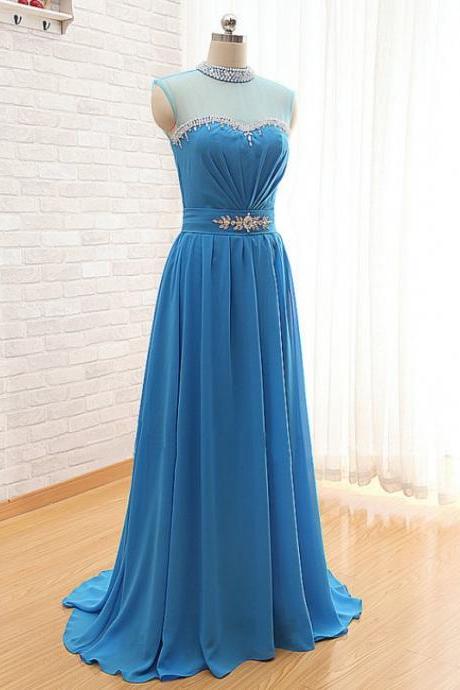 Prom Dress,Prom Dresses 2016,Blue Prom Dresses,A Line Prom Dress,Beaded Evening Gowns,Party Dress,Chiffon Prom Dress,Long Prom Dresses,2016 Prom Dresses,Prom Dresses