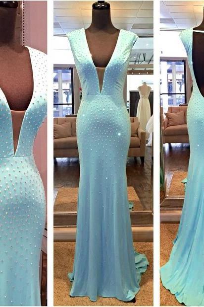 Prom Dress,sky Blue Prom Dress,mermaid Prom Dresses,sexy Backless Prom Dresses,custom Made Prom Dress,long Prom Dresses,2016 Prom Dresses,prom