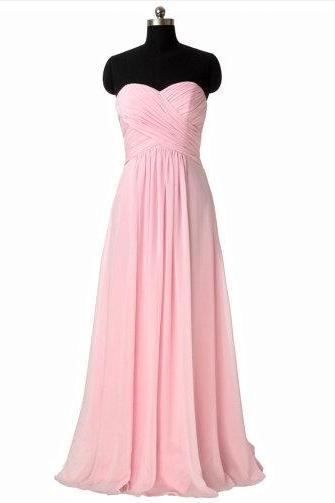 Fashion Elegant Chiffon Pink Evening Dresses A Line Sweetheart Chiffon Prom Gowns, Formal Gowns Party Dresses
