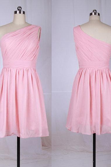  Short Pink Homecoming Dresses, One Shoulder Homecoming Dress,Short Prom Dresses,Mini Dress For Party